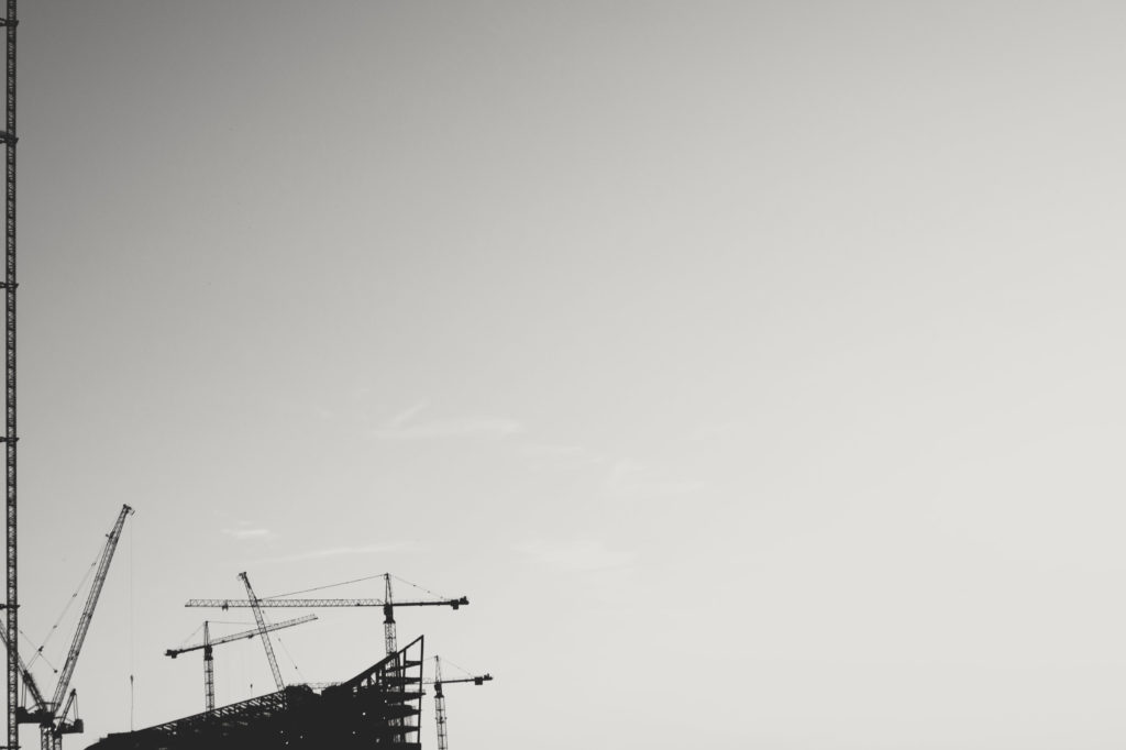 Industrial construction with a cranes