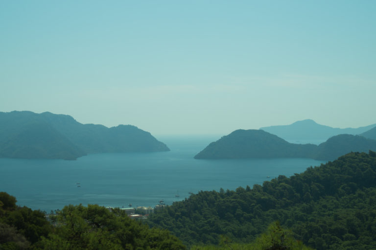 Landscape with the mountains and the sea