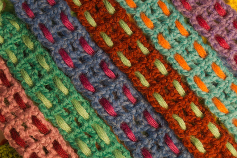 Handmade knitted colorful wool texture background