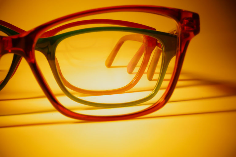 Rimmed eyeglasses closeup